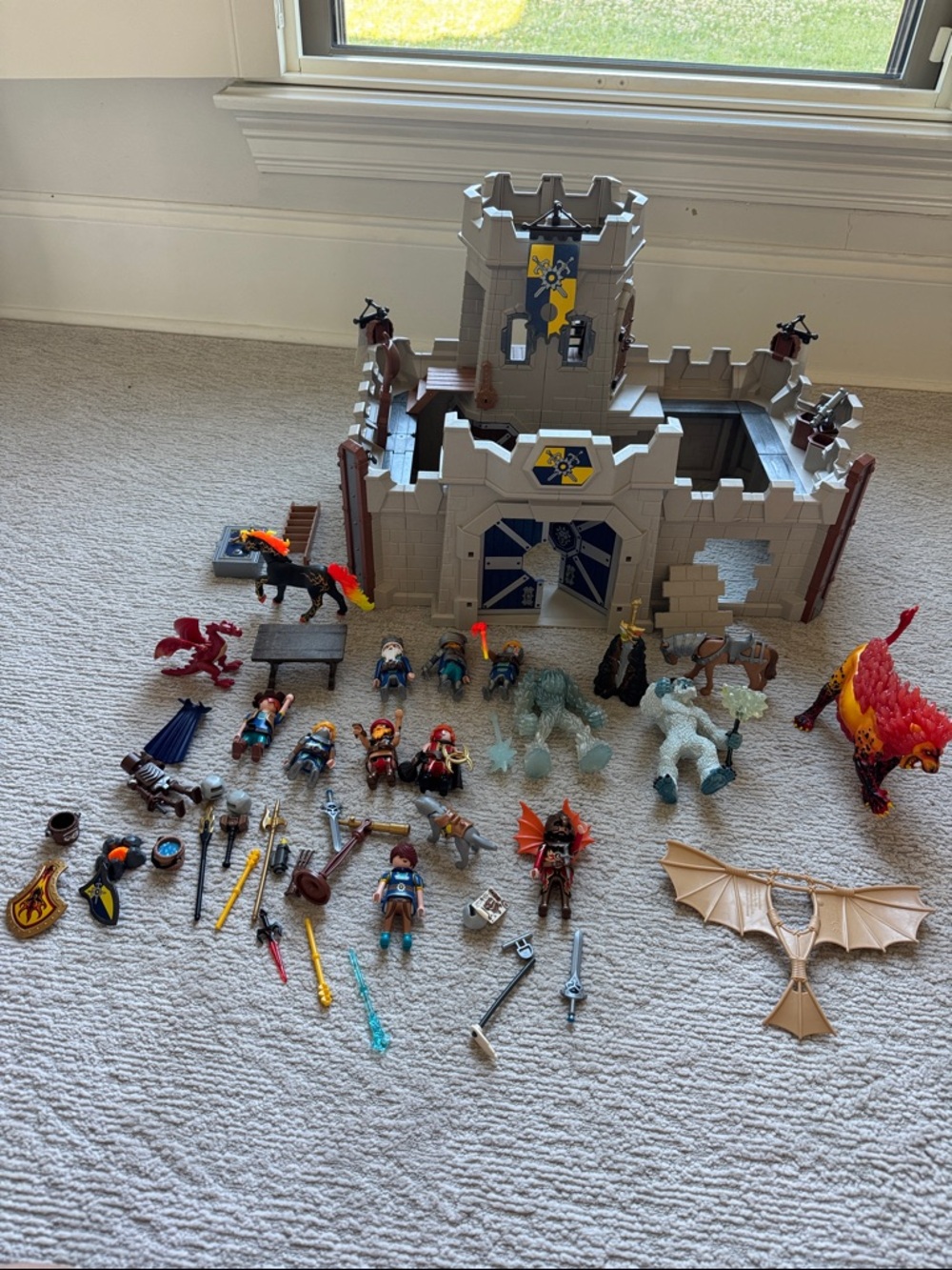 Gray Medieval Castle Playset with Blue Accents - Kids Toys play mobile